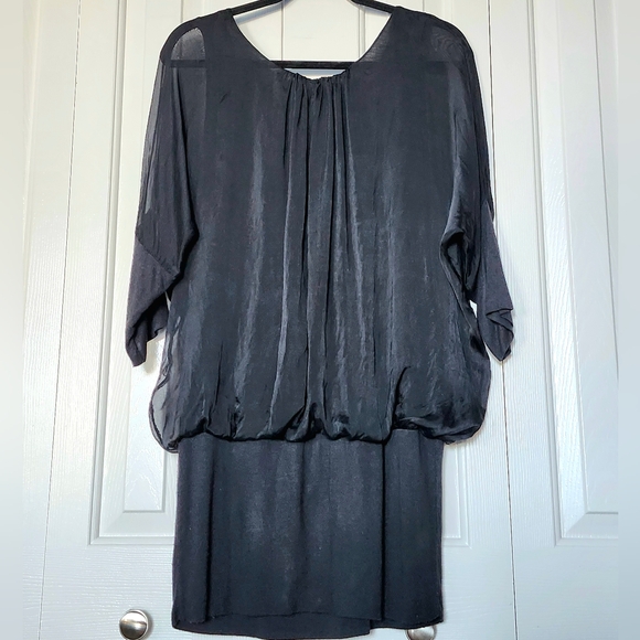 Made in Italy, Meo Meli Black Silk Cinched Hip Women's Dress, One size - Picture 2 of 10